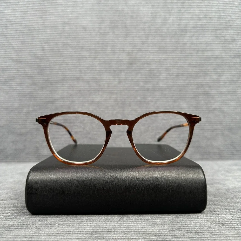 Badgley Mischka Penjen Brown Tortoise Round Eyeglasses 51-21-145 Y2k